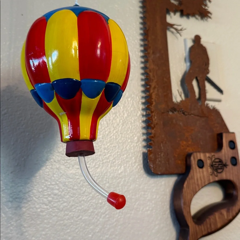 Ceramic Colorful Hot Air Balloon Bird Feeder - NEW
